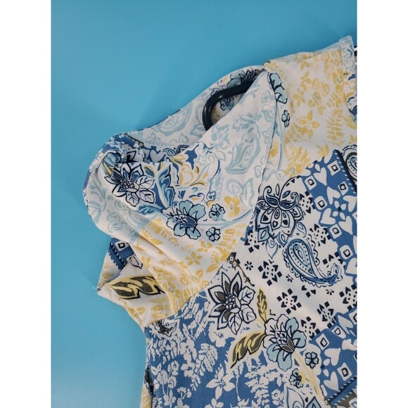 Women Short Sleeve Top Lg Floral Boho Multicolor Open Sleeve Lightweight Casual - Picture 14 of 16